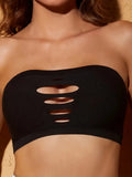 Sexy Hollow Out Wireless Bandeau Top – Seamless Push-Up Bra, Strapless Lingerie for Women, Comfortable Everyday Tube Top Underwear